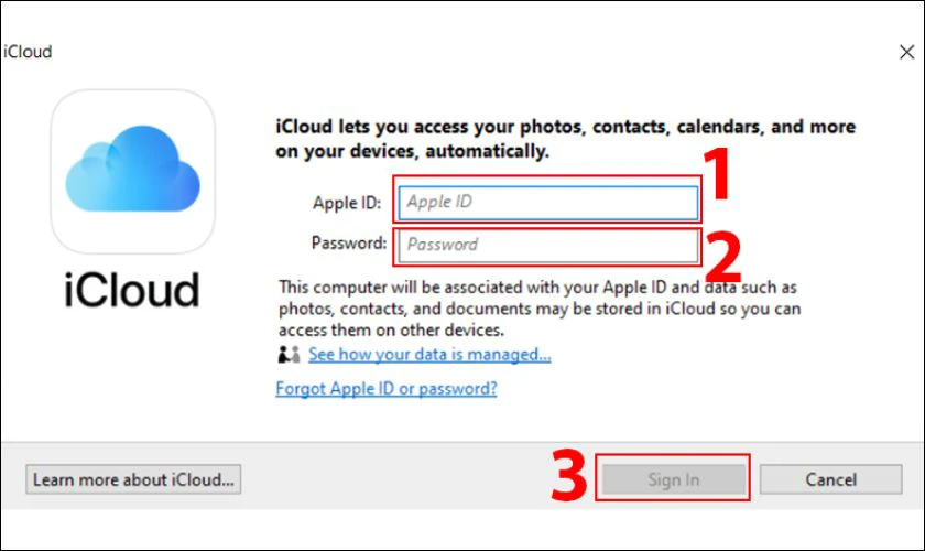 Đăng nhập tài khoản icloud