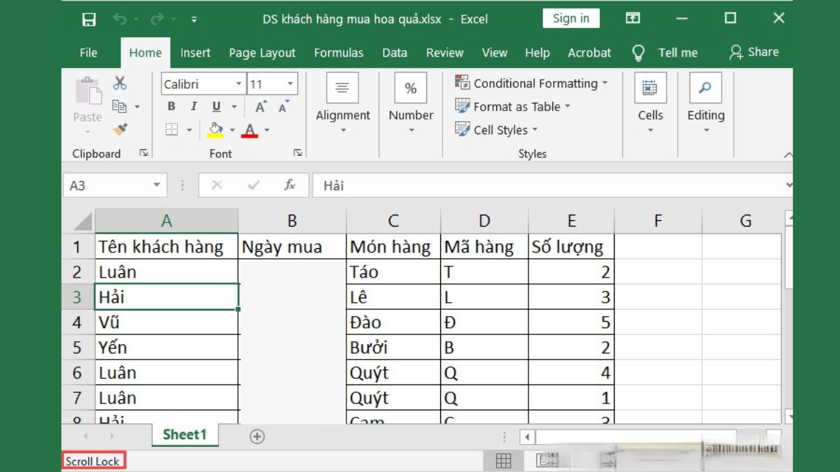 nut len xuong khong su dung duoc trong excel 12