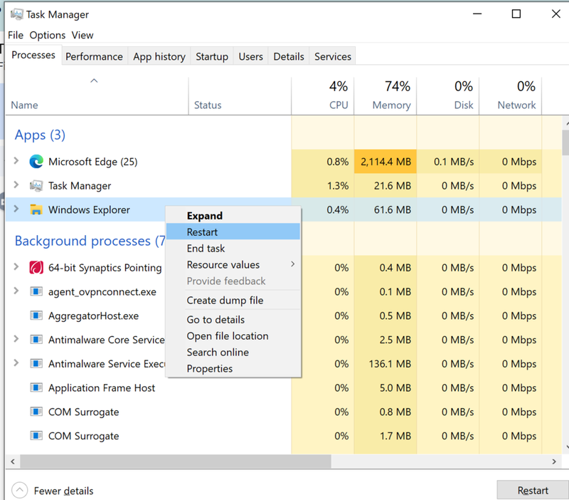 the action can not be complete because the folder or a file in it is open in another program 6