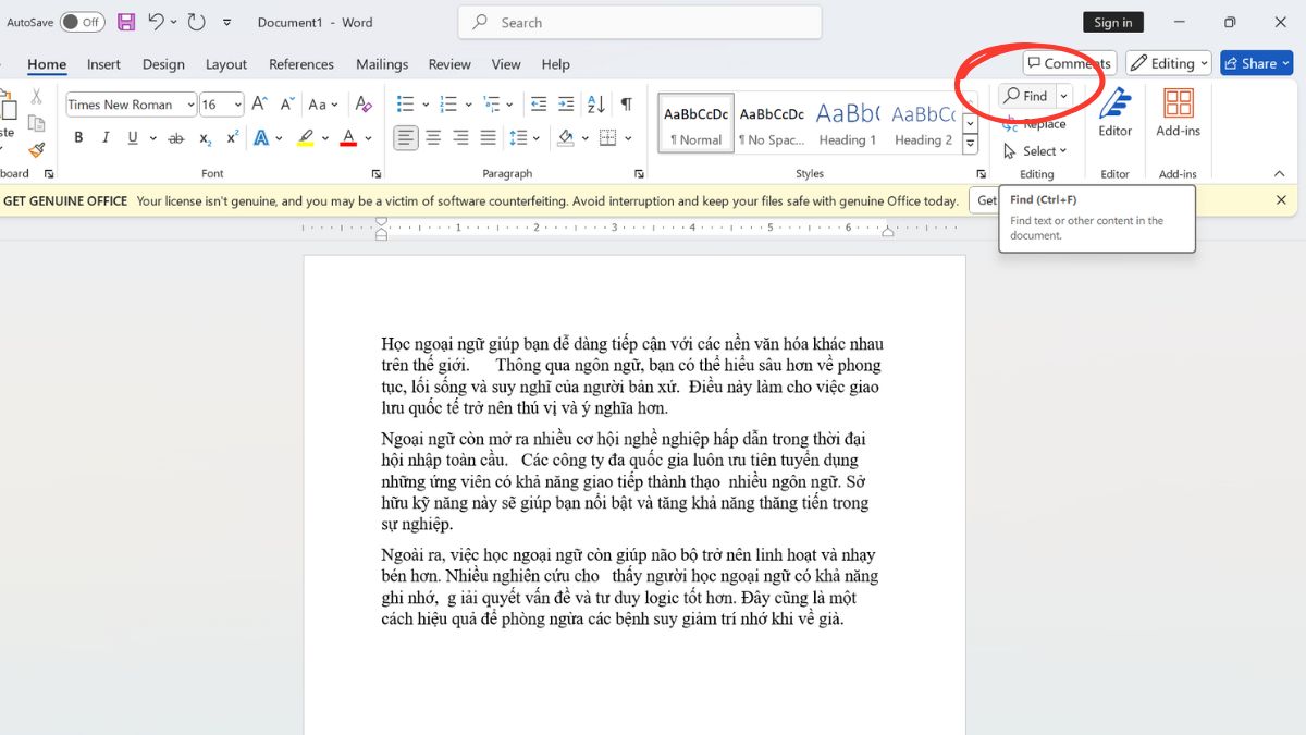 Word bị nhảy khoảng trắng