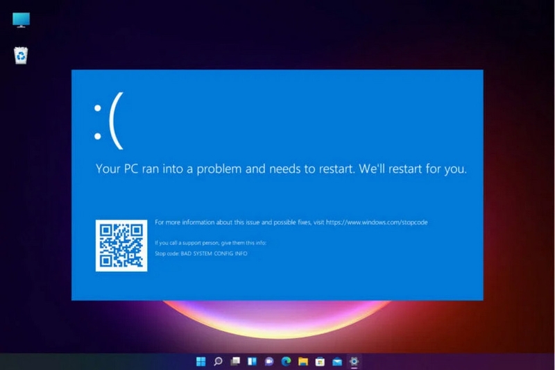 Lỗi Your PC Ran Into a Problem and Needs to Restart