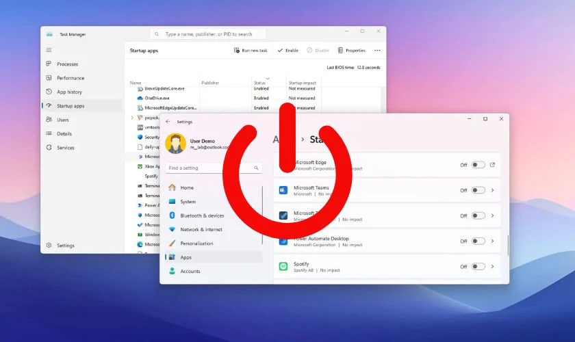ắt ứng dụng khởi động cùng Windows